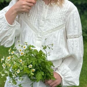 Zara Ivory Pleated Blouse